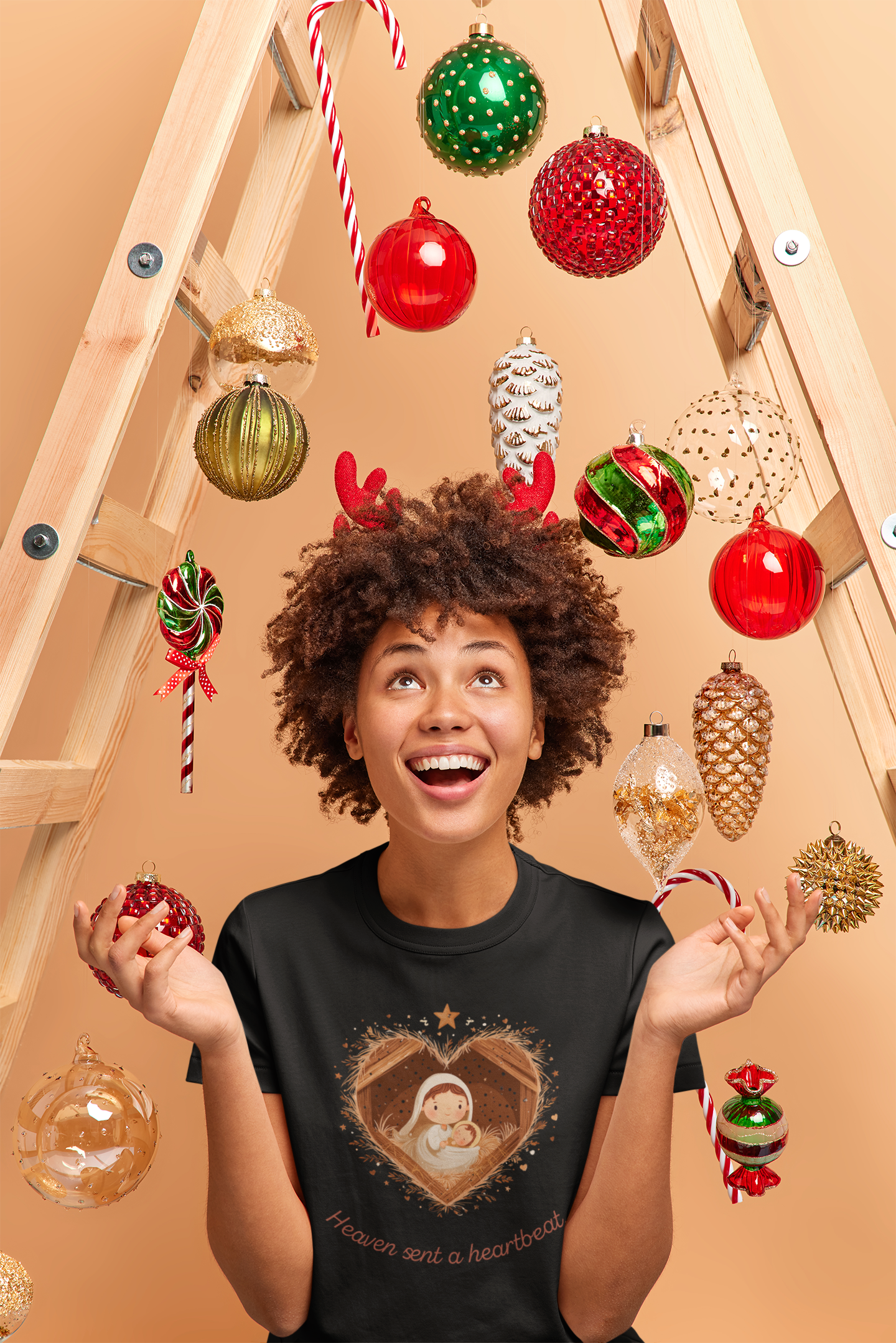 Heaven Sent a Heartbeat Christmas Tee - Women's