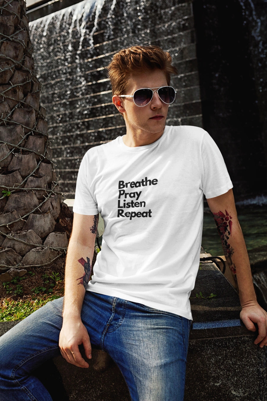 Sacred Rhythm Tee – Breathe. Pray. Listen. Repeat
