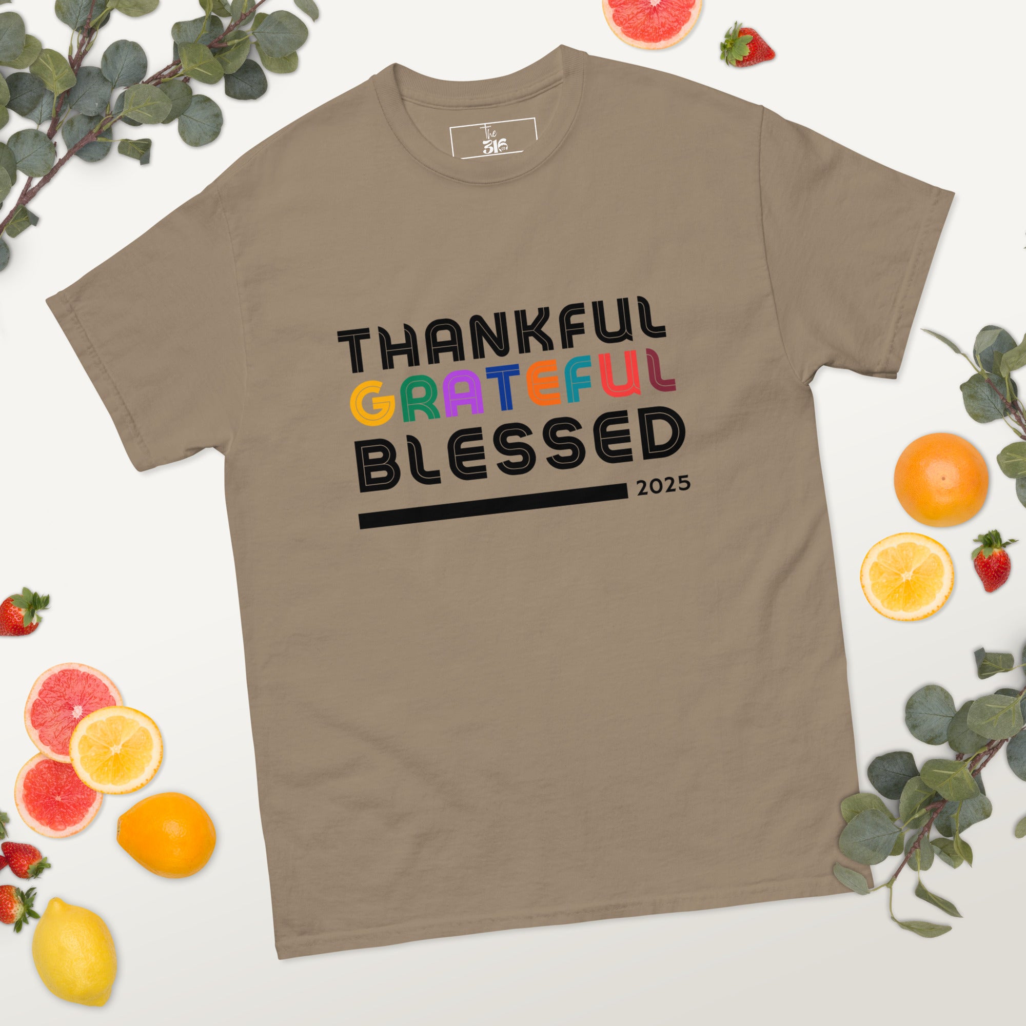 Thankful Grateful Blessed T-Shirt - Women's Thanksgiving Tee