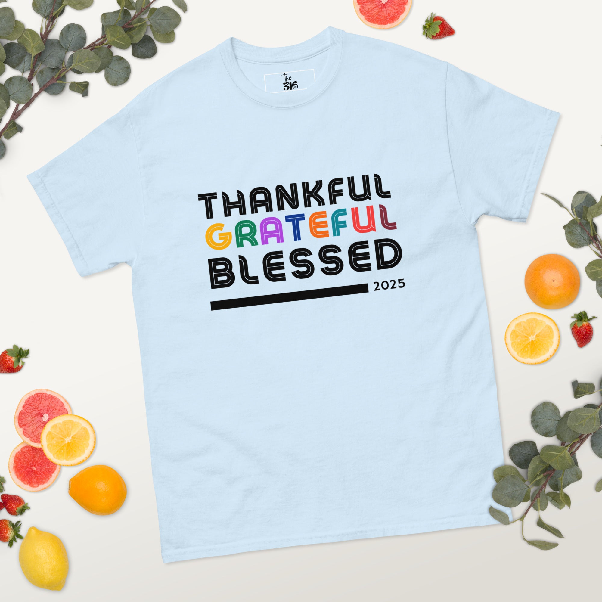 Thankful Grateful Blessed T-Shirt - Men's Thanksgiving Tee