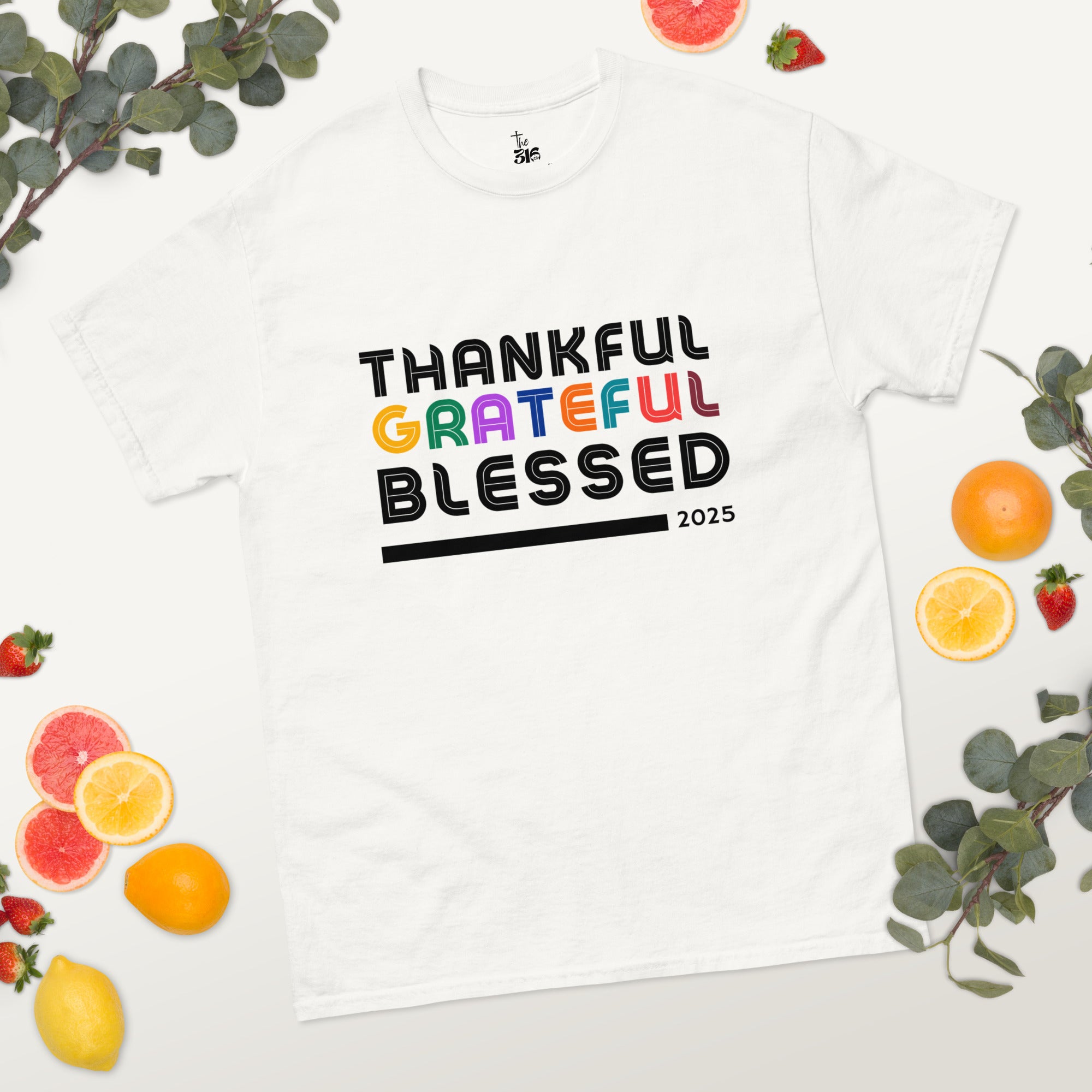 Thankful Grateful Blessed T-Shirt - Men's Thanksgiving Tee