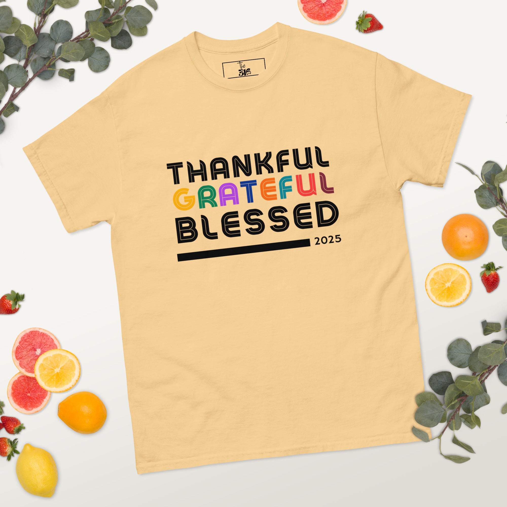 Thankful Grateful Blessed T-Shirt - Men's Thanksgiving Tee