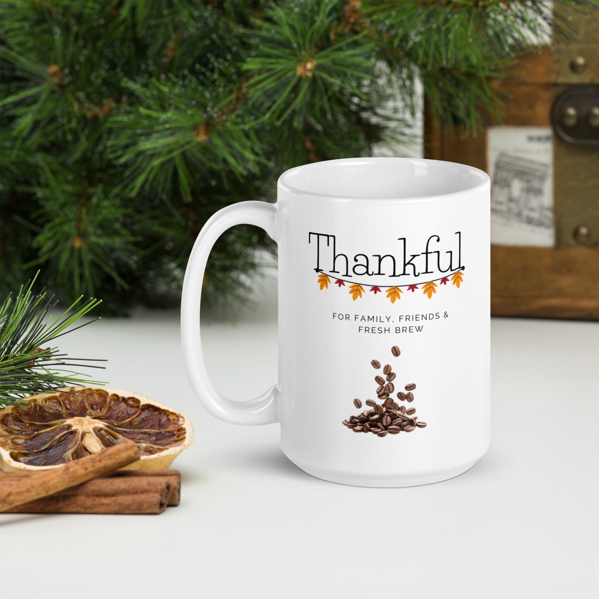 Thankful Mug – Family, Friends & Fresh Brew