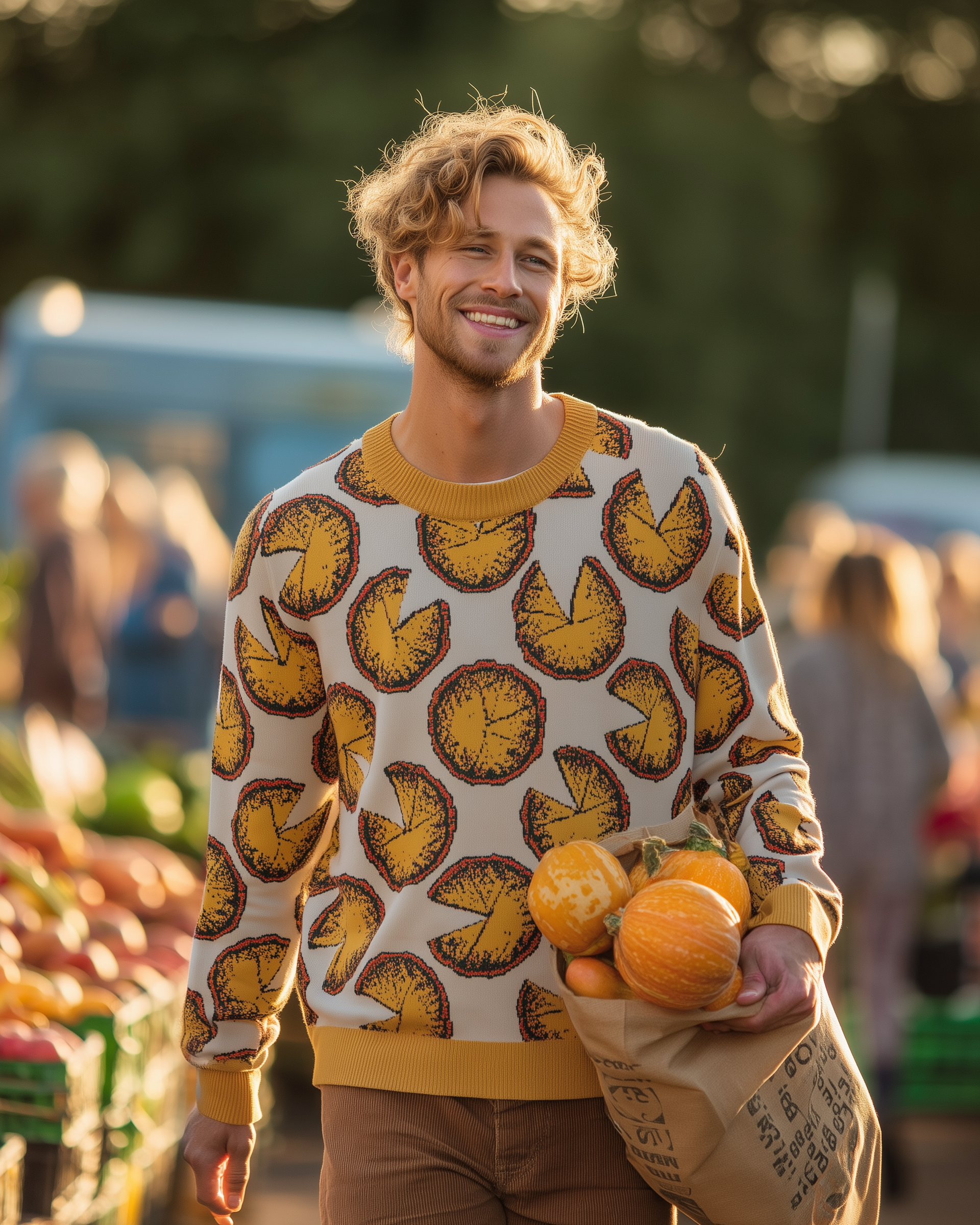 Thanksgiving Pie Allover Sweater - Men's