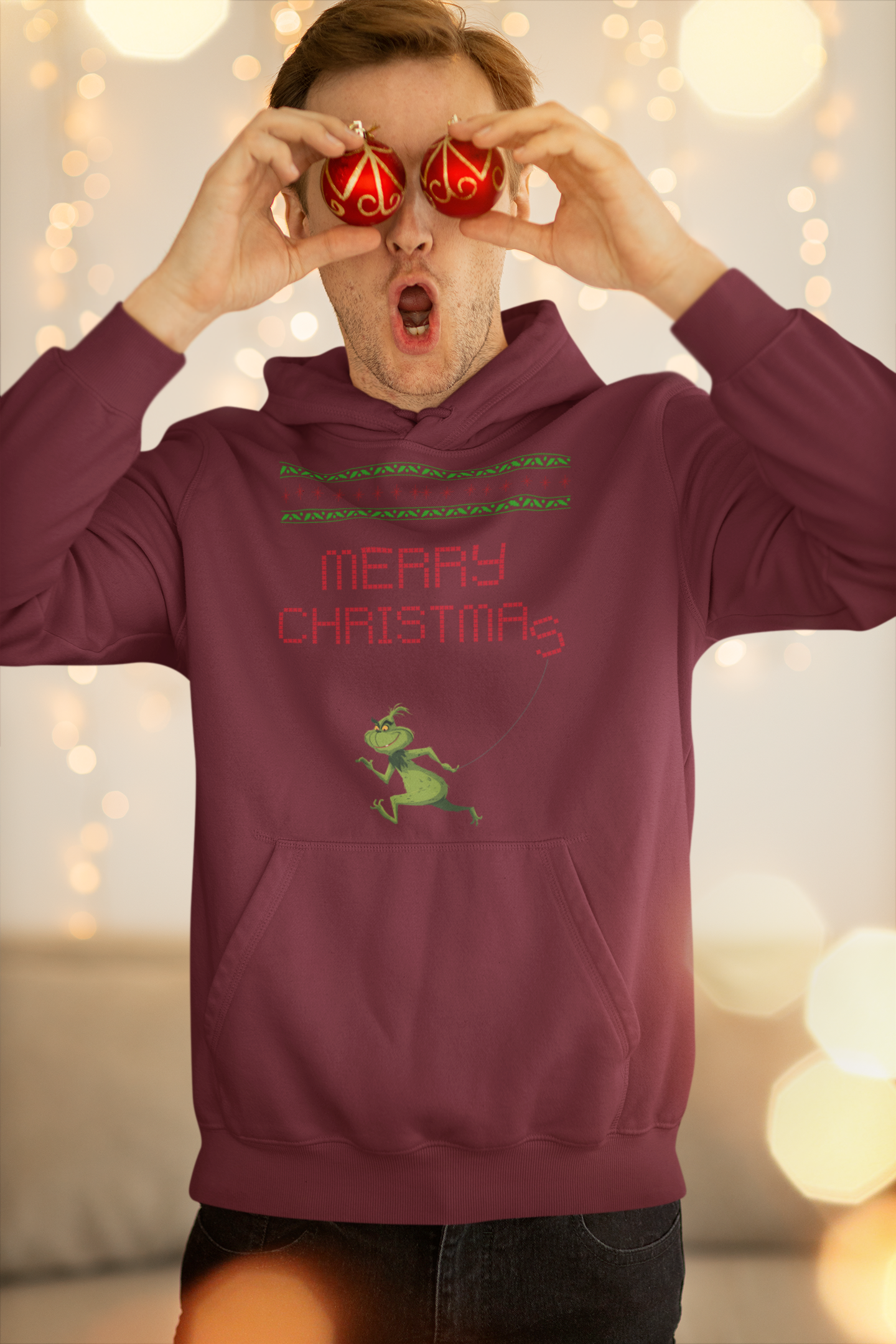 Merry Christmas Grinch Hoodie - Men's
